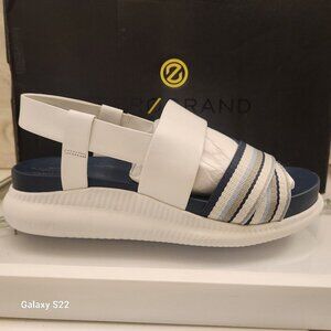 Cole Haan White and Blue Striped Sandals